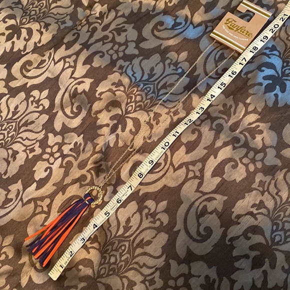 Fanfare Fashion Hammered Ring & Orange & Blue Suede Tassel Necklace - Picture 10 of 12